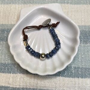 Handmade Sterling Silver and Blue Beaded Bracelet with Adjustable Closure